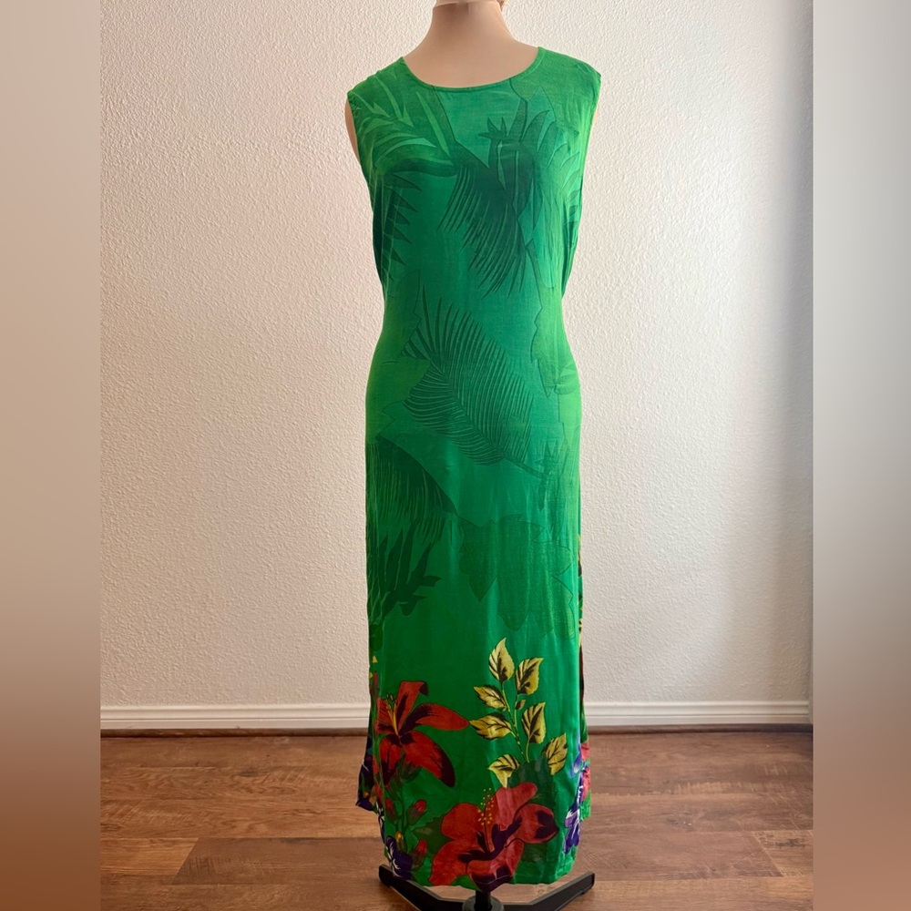 Tropical Green Sleeveless Dress